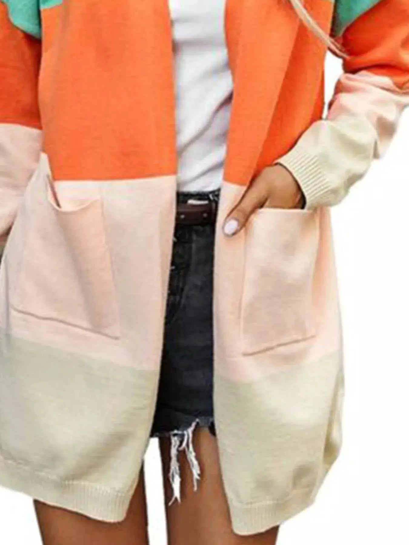 Color-Block Open Front Knit Cardigan - Bitsy Gypsy Boutique