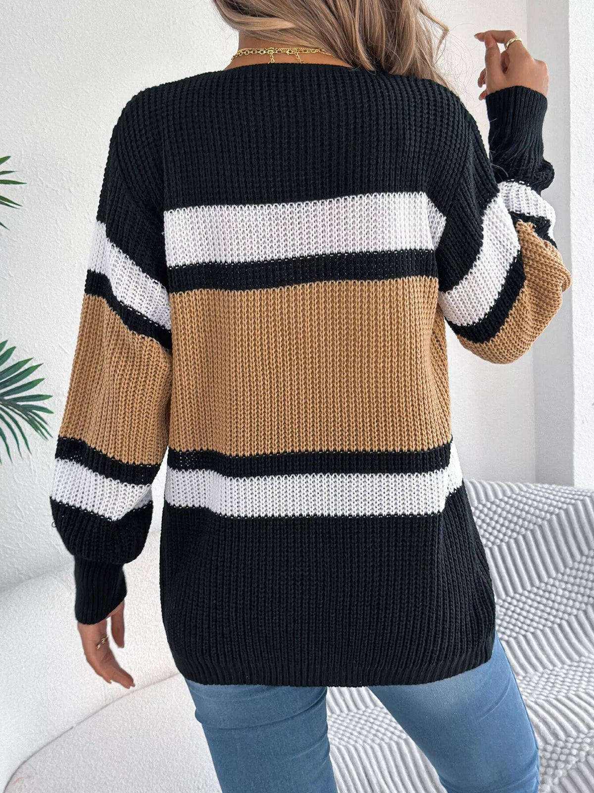 Color Block Open Front Knit Cardigan - Bitsy Gypsy Boutique