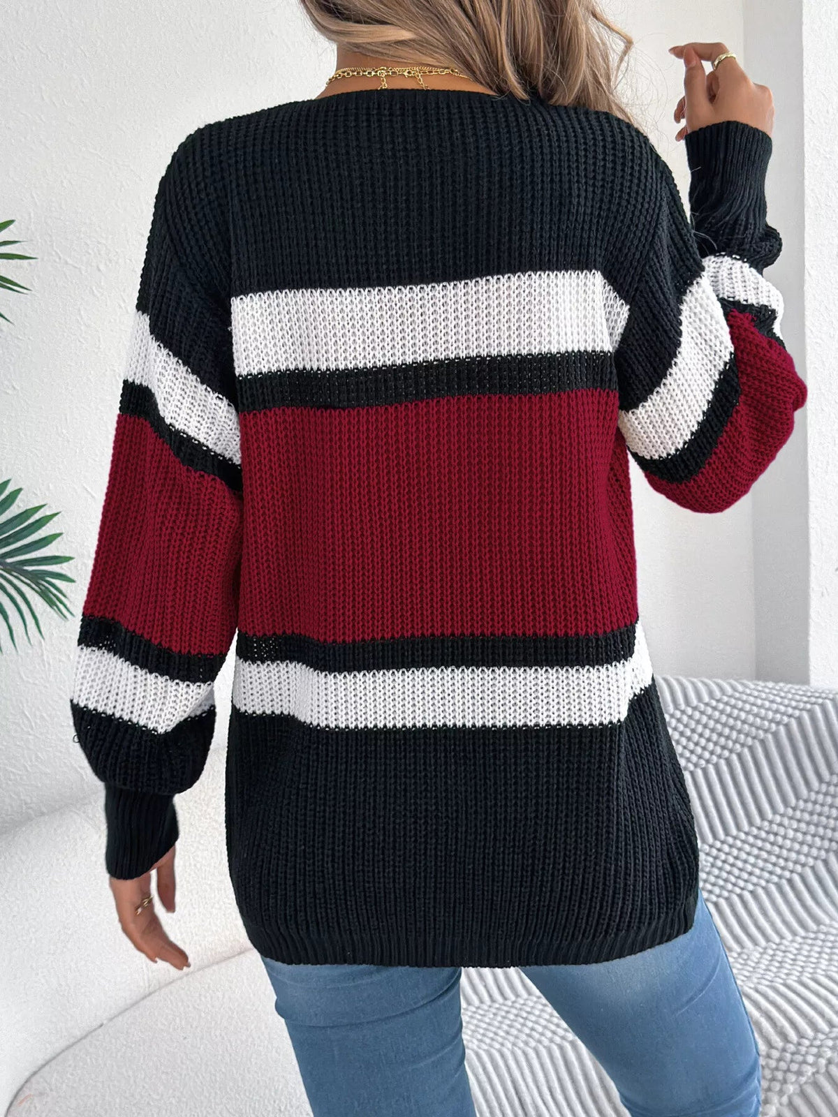 Color Block Open Front Knit Cardigan - Bitsy Gypsy Boutique