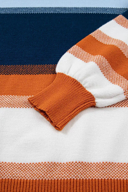 Color Block Round Neck Tunic Sweater by Trendsi