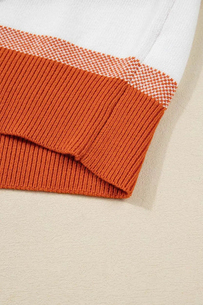 Color Block Round Neck Tunic Sweater by Trendsi