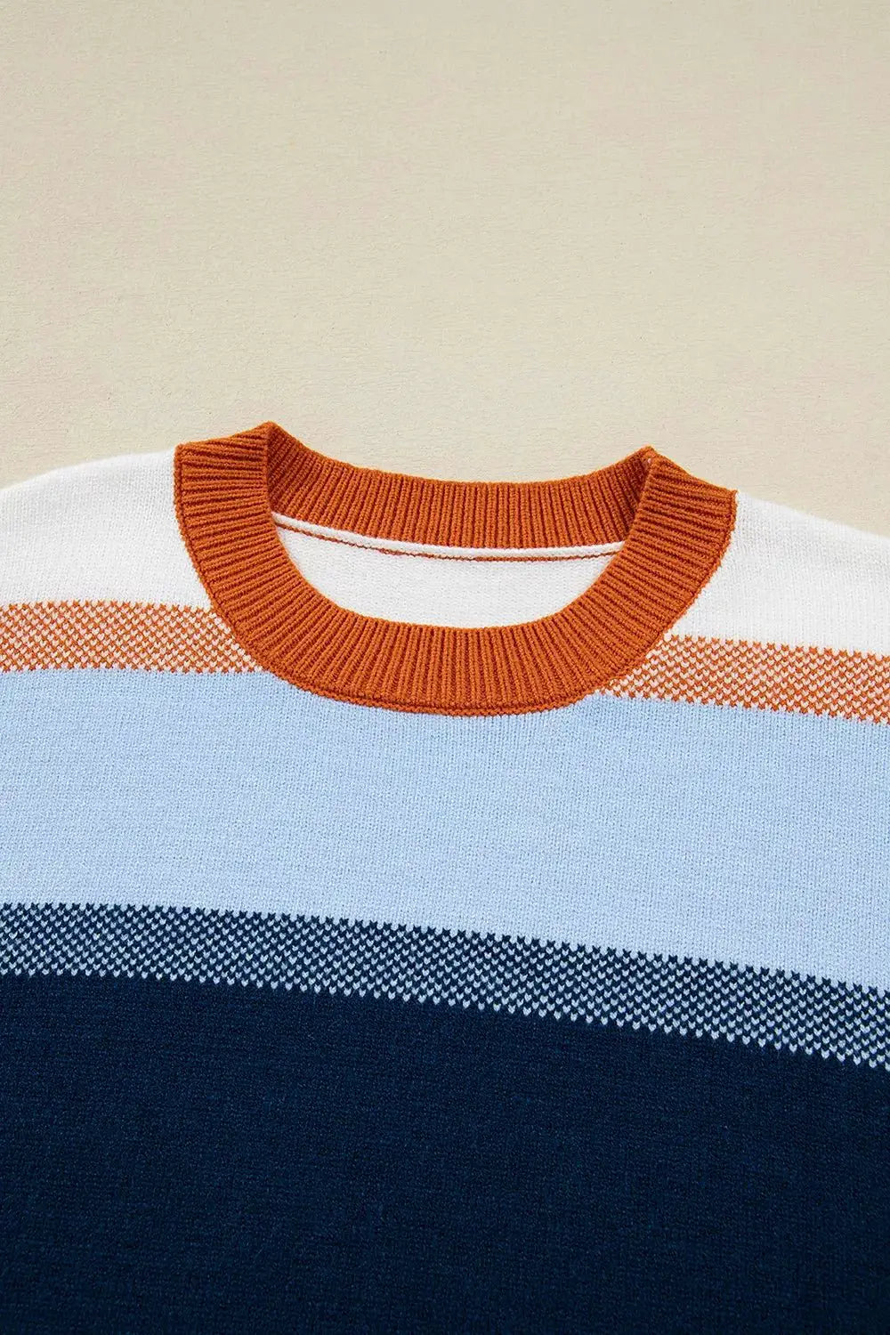 Color Block Round Neck Tunic Sweater by Trendsi