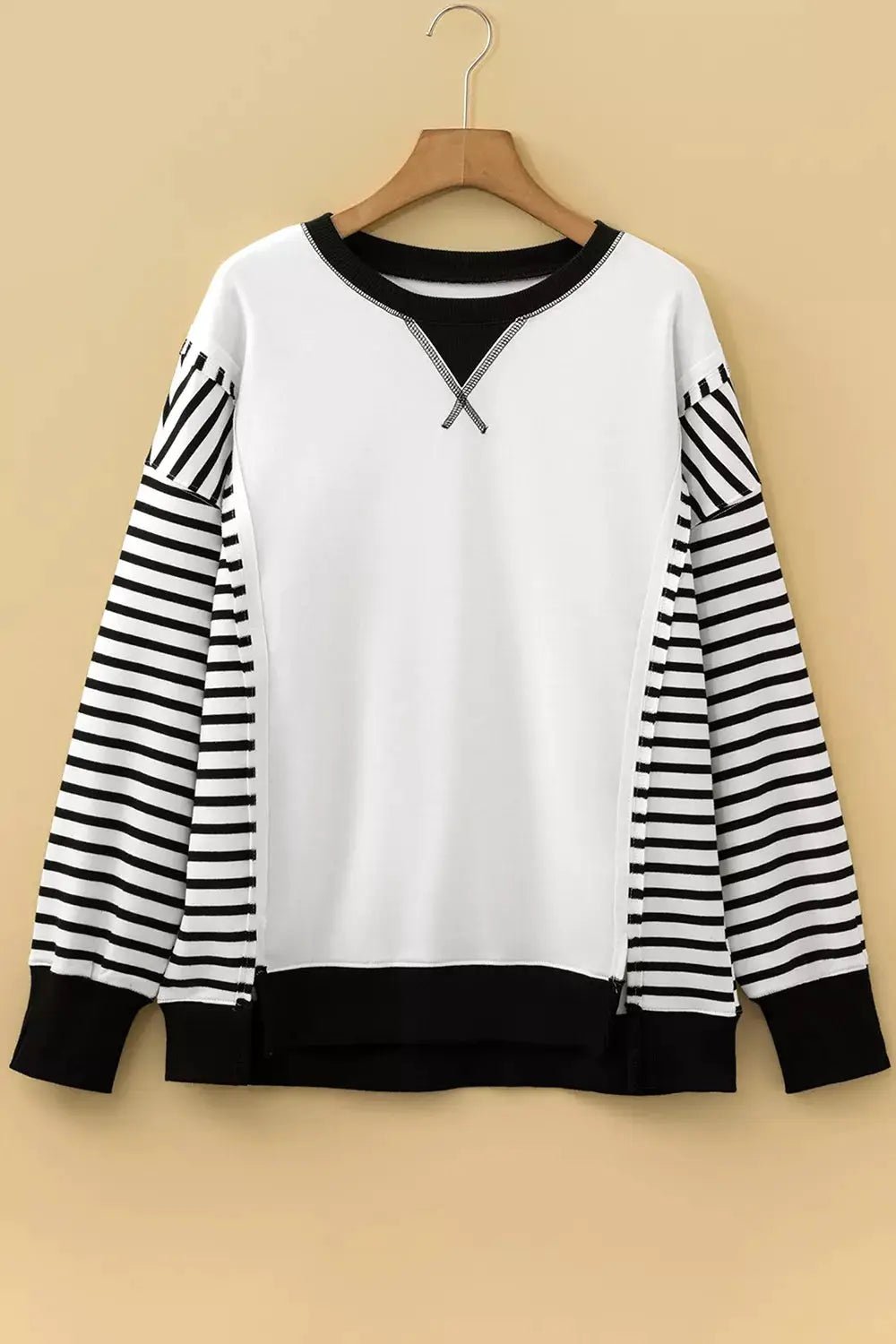 Color-Block Striped Long Sleeve Sweatshirt - Bitsy Gypsy Boutique