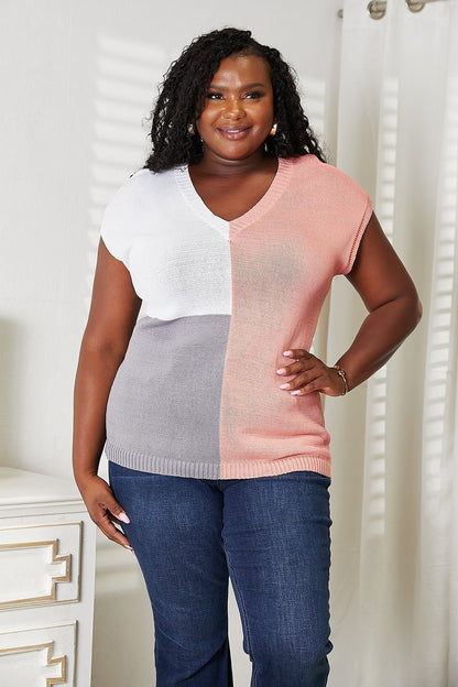Color Block V - Neck Knit Top - Bitsy Gypsy Boutique