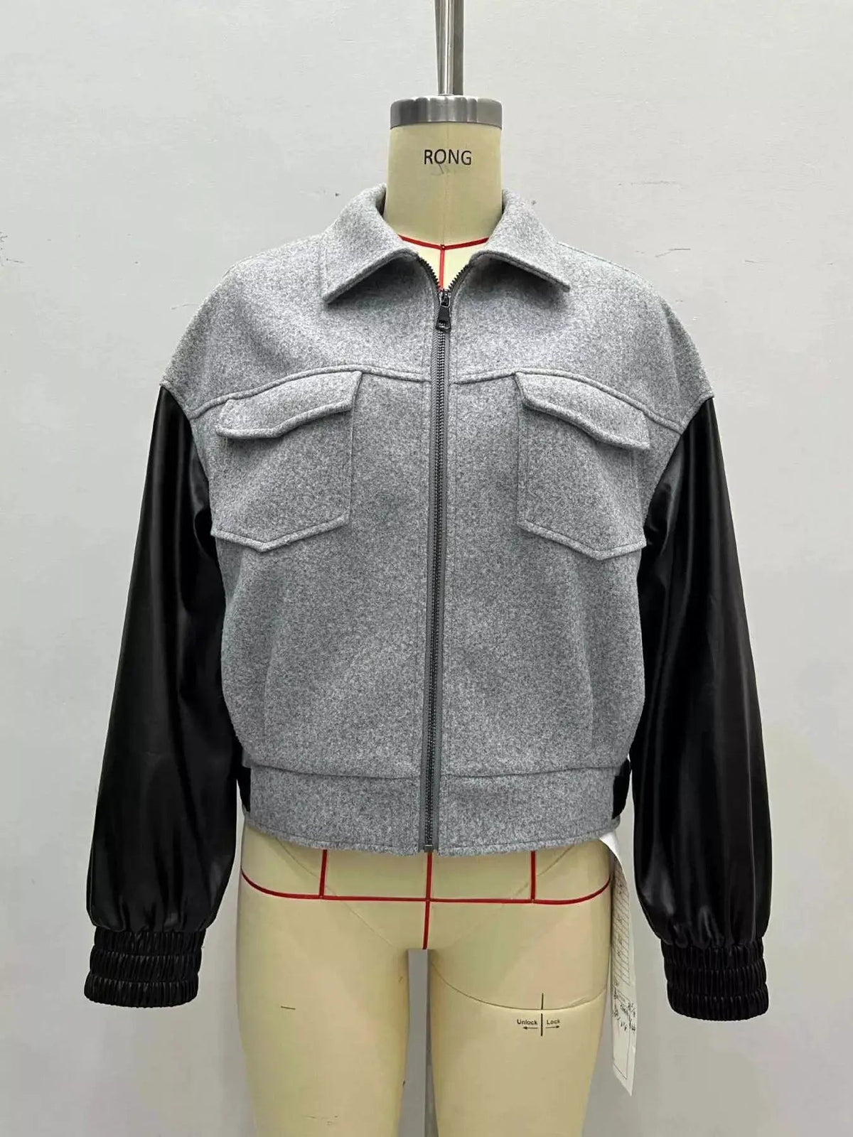 Color Block Zip Front Pocketed Jacket - Bitsy Gypsy Boutique