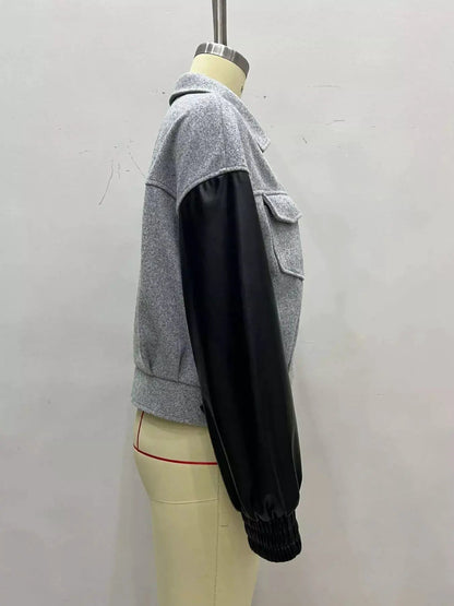 Color Block Zip Front Pocketed Jacket - Bitsy Gypsy Boutique