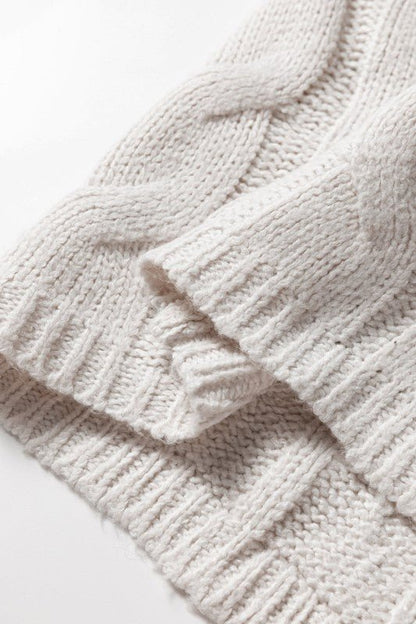 Colorblock Cable Knit Patchwork Tied Back Sweater - Bitsy Gypsy Boutique