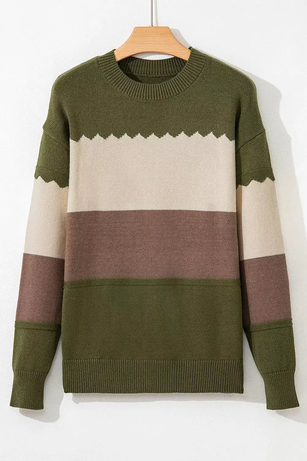 Colorblock Crew Neck Drop Shoulder Sweater - Bitsy Gypsy Boutique