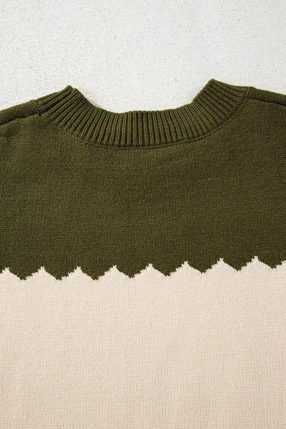 Colorblock Crew Neck Drop Shoulder Sweater - Bitsy Gypsy Boutique