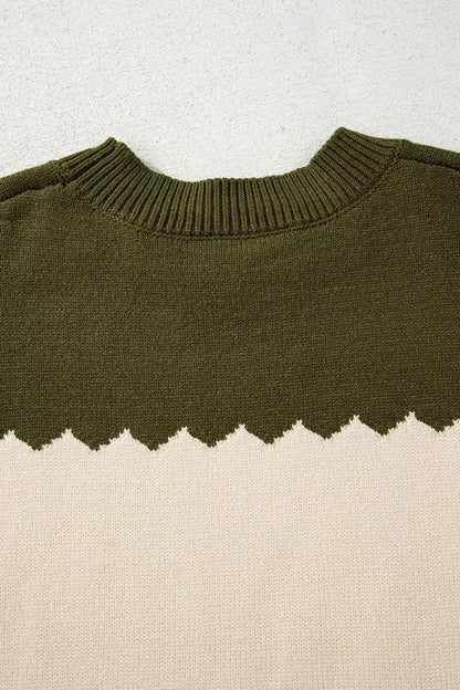 Colorblock Crew Neck Drop Shoulder Sweater - Bitsy Gypsy Boutique