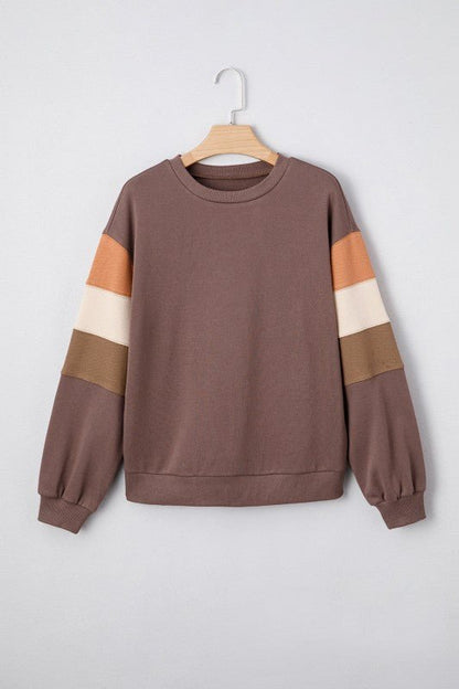 Colorblock Drop Shoulder Pullover Sweatshirt - Bitsy Gypsy Boutique