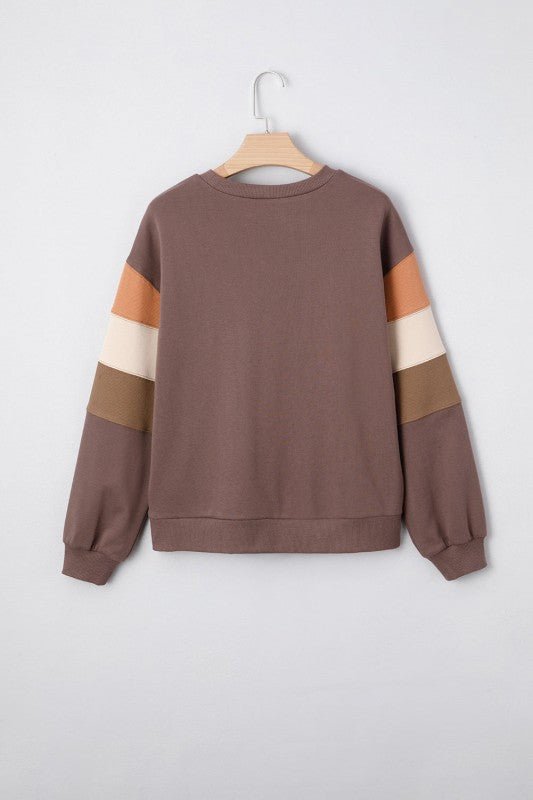 Colorblock Drop Shoulder Pullover Sweatshirt - Bitsy Gypsy Boutique
