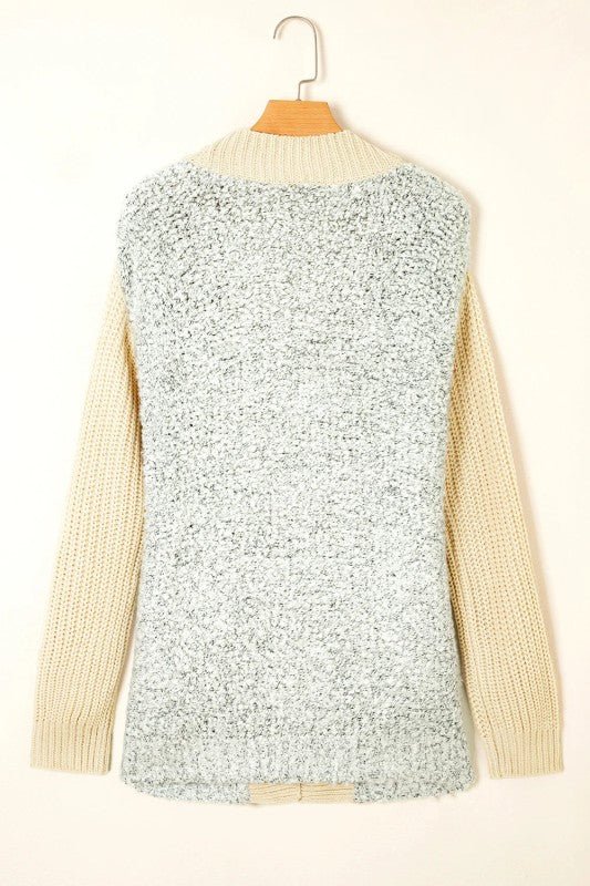 Colorblock Open Front Pocketed Cardigan - Bitsy Gypsy Boutique