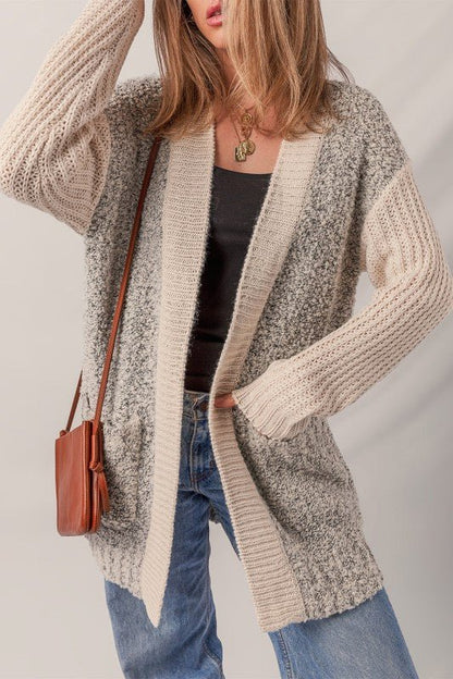Colorblock Open Front Pocketed Cardigan - Bitsy Gypsy Boutique