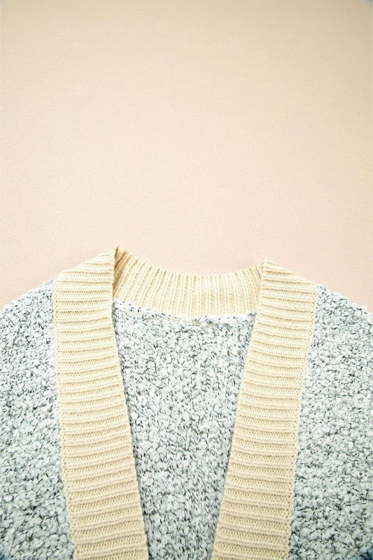 Colorblock Open Front Pocketed Cardigan - Bitsy Gypsy Boutique