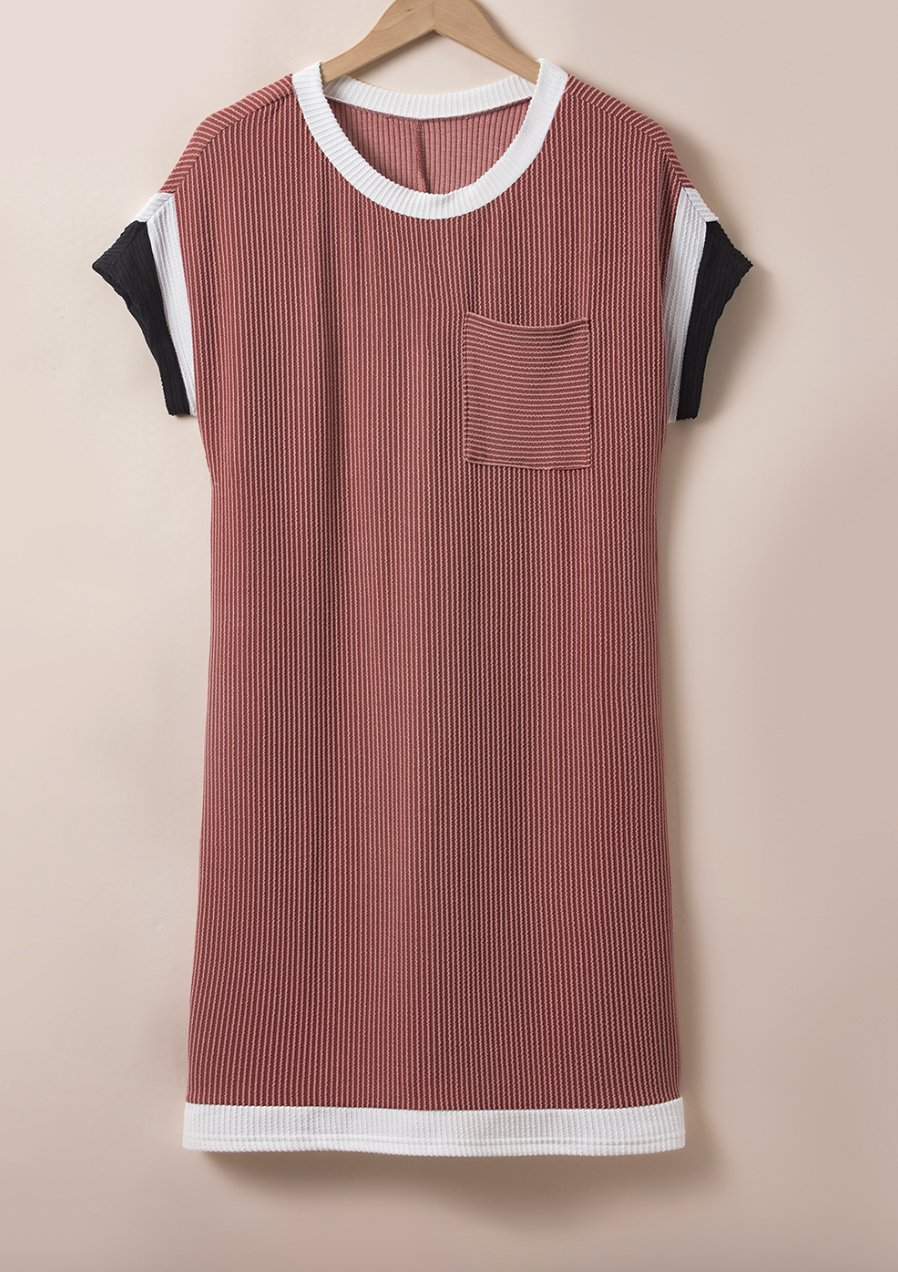 Colorblock Ribbed T - shirt Dress - Bitsy Gypsy Boutique