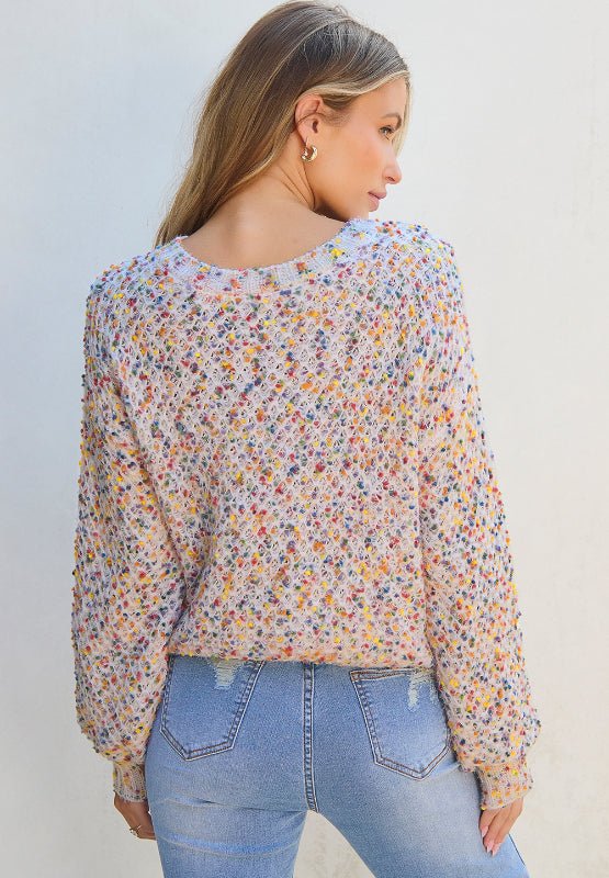 Confetti Round Neck Long Sleeve Sweater - Bitsy Gypsy Boutique