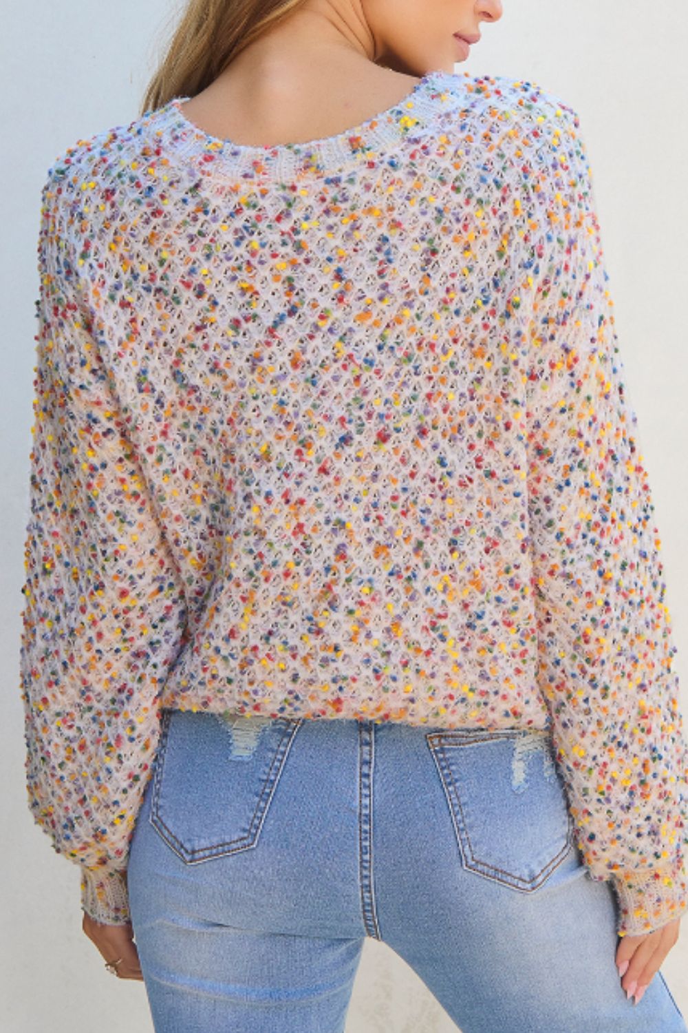 Confetti Round Neck Long Sleeve Sweater - Bitsy Gypsy Boutique