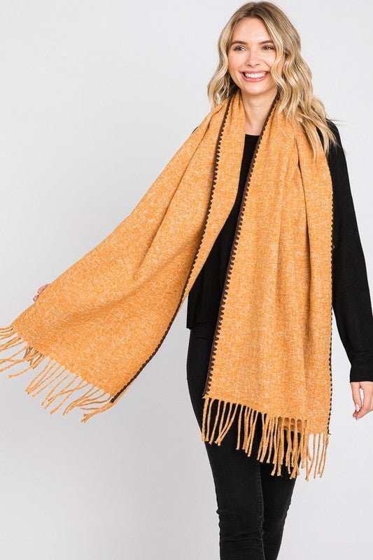 Contrast Stitch Oversize Winter Scarf - Bitsy Gypsy Boutique