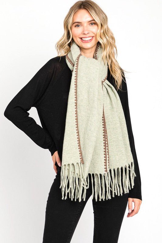 Contrast Stitch Oversize Winter Scarf - Bitsy Gypsy Boutique