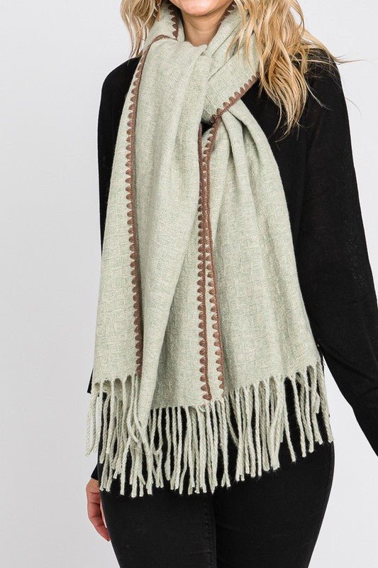 Contrast Stitch Oversize Winter Scarf - Bitsy Gypsy Boutique