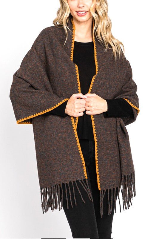 Contrast Stitch Oversize Winter Scarf - Bitsy Gypsy Boutique