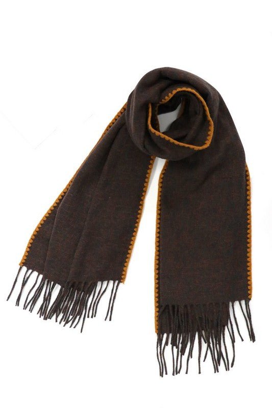 Contrast Stitch Oversize Winter Scarf - Bitsy Gypsy Boutique