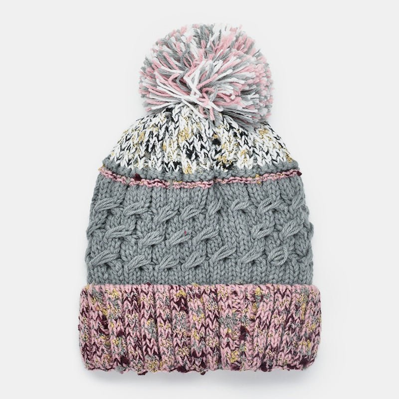 Contrast Thermal Hat with Pompom - Bitsy Gypsy Boutique