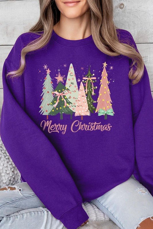 Coquette Christmas Trees Fleece Sweatshirts - Bitsy Gypsy Boutique