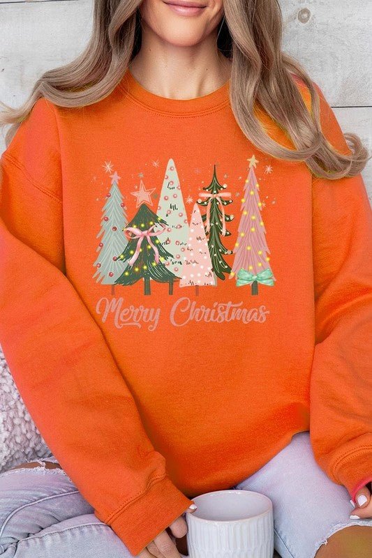 Coquette Christmas Trees Fleece Sweatshirts - Bitsy Gypsy Boutique