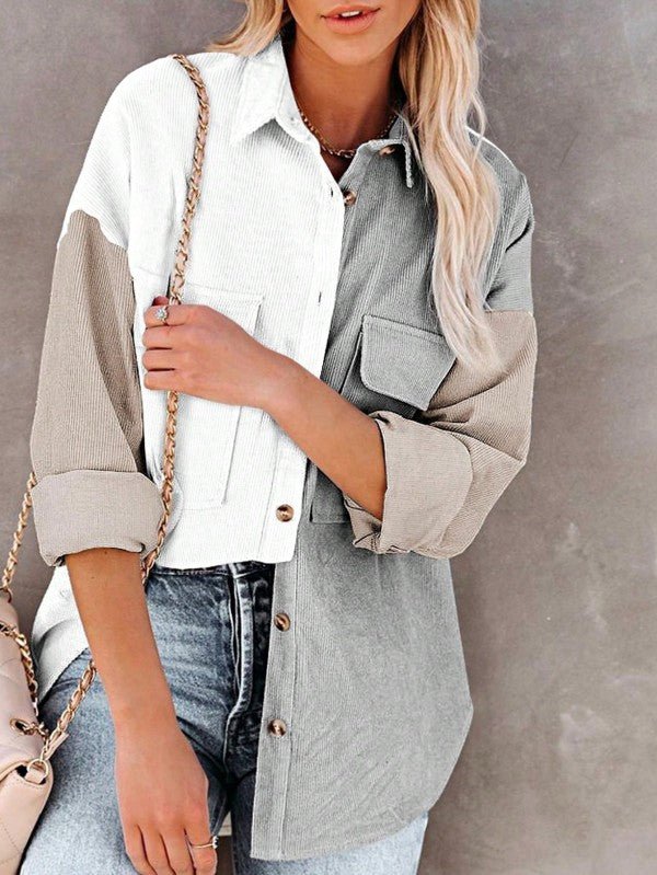 Corduroy Boho Patch Button Shirt Shacket - Bitsy Gypsy Boutique