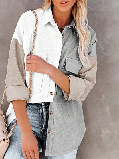 Corduroy Boho Patch Button Shirt Shacket - Bitsy Gypsy Boutique