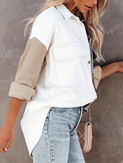 Corduroy Boho Patch Button Shirt Shacket - Bitsy Gypsy Boutique