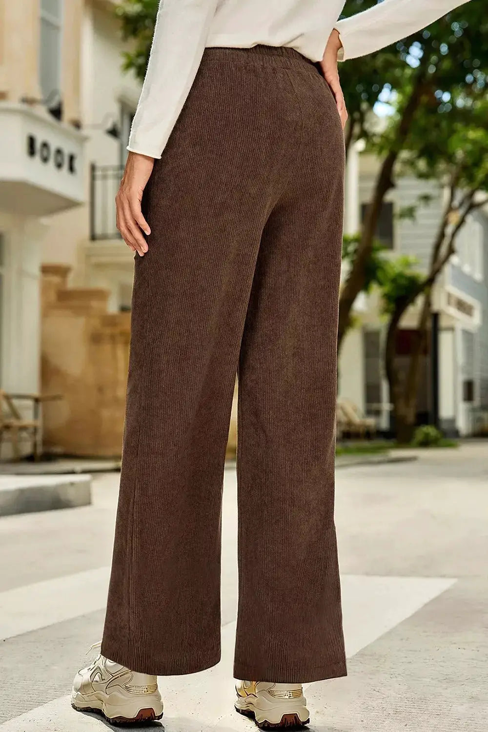 Corduroy Wide-Leg Drawstring Pants by Trendsi