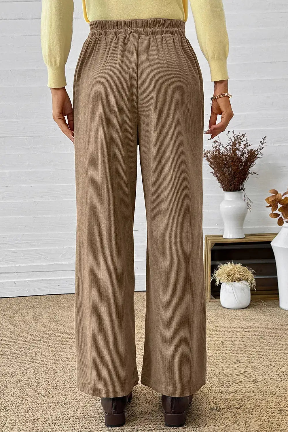 Corduroy Wide-Leg Drawstring Pants by Trendsi