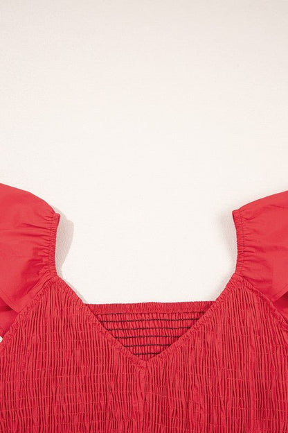 Cotton Flutter Smocked High Waist Ruffle Maxi - Bitsy Gypsy Boutique