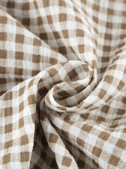 Cotton Gingham Button Front Ruffle Trim Lounge Set - Bitsy Gypsy Boutique