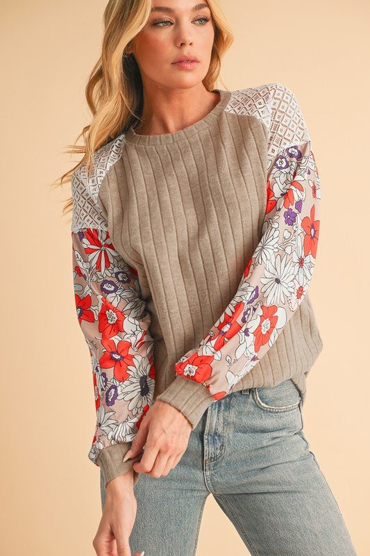 Cotton Stripe Drop shoulder Sweatshirt - Bitsy Gypsy Boutique