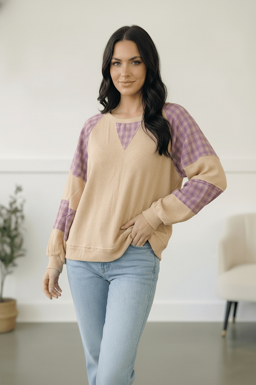 Country Cozy Oatmeal Long Sleeve Thermal - Bitsy Gypsy Boutique
