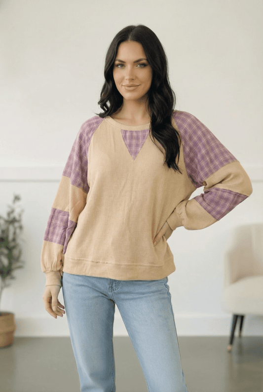 Country Cozy Oatmeal Long Sleeve Thermal - Bitsy Gypsy Boutique