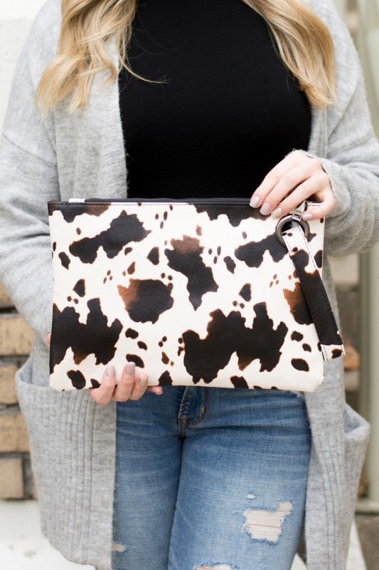 Cow Print Oversized Everyday Clutch - Bitsy Gypsy Boutique