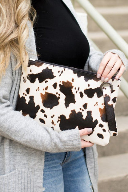 Cow Print Oversized Everyday Clutch - Bitsy Gypsy Boutique