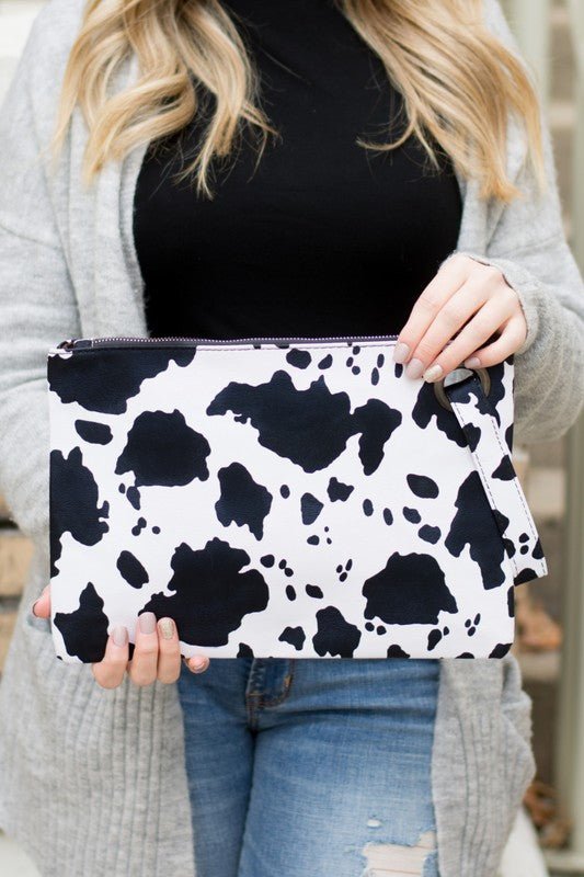 Cow Print Oversized Everyday Clutch - Bitsy Gypsy Boutique