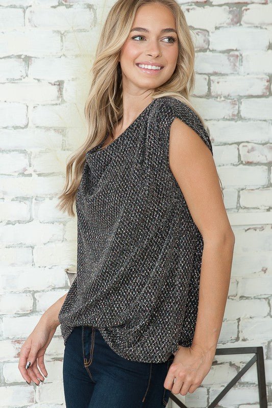 Cowl Neck Lurex Top - Bitsy Gypsy Boutique