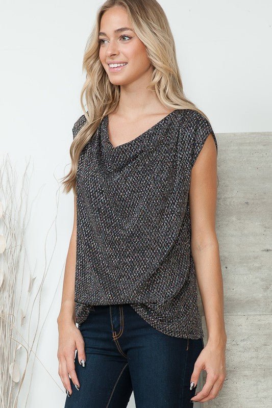 Cowl Neck Lurex Top - Bitsy Gypsy Boutique