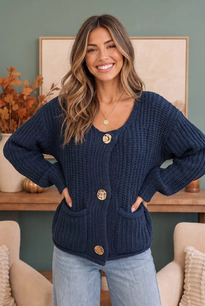 Cozy Afternoons Navy Cardigan by Haptics