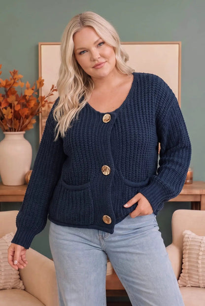 Cozy Afternoons Navy Cardigan by Haptics