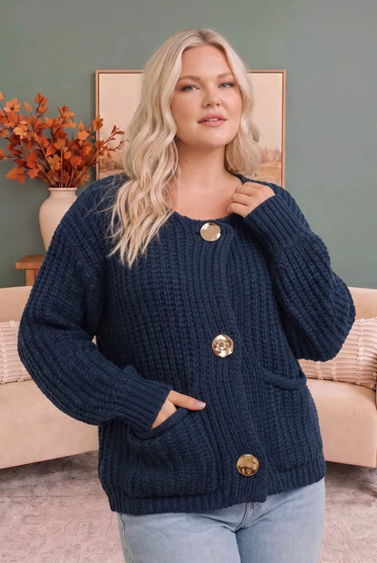 Cozy Afternoons Navy Cardigan by Haptics