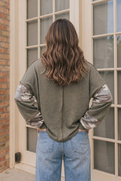 Cozy Camo Color Block Pullover - Bitsy Gypsy Boutique