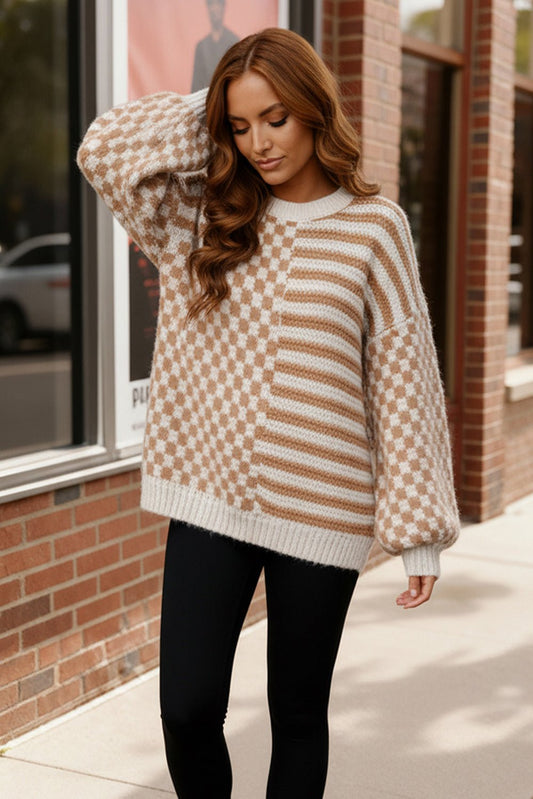 Cozy Crossroads Taupe Sweater - Bitsy Gypsy Boutique